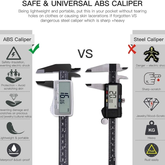 Digital Caliper 6 Inch with Larger LCD Display, Inch/Fractions/Millimeter - Picture 5 of 7
